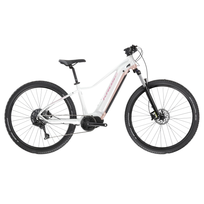 Rower Elektryczny Kross Lea Boost 4.0 Biało Różowa Połysk MTB Damski